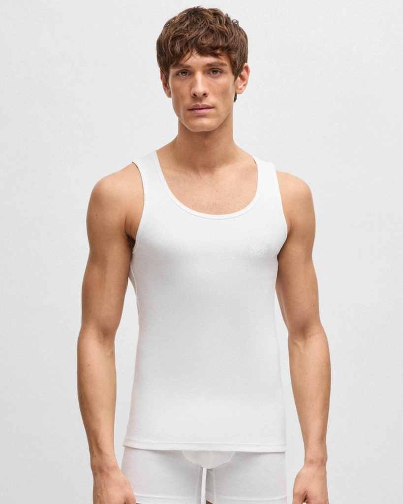 Hugo Boss Mens Cotton Tank Tops with Embroidered Logos NOS
